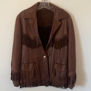 Vintage Brown Fringe Leather Jacket